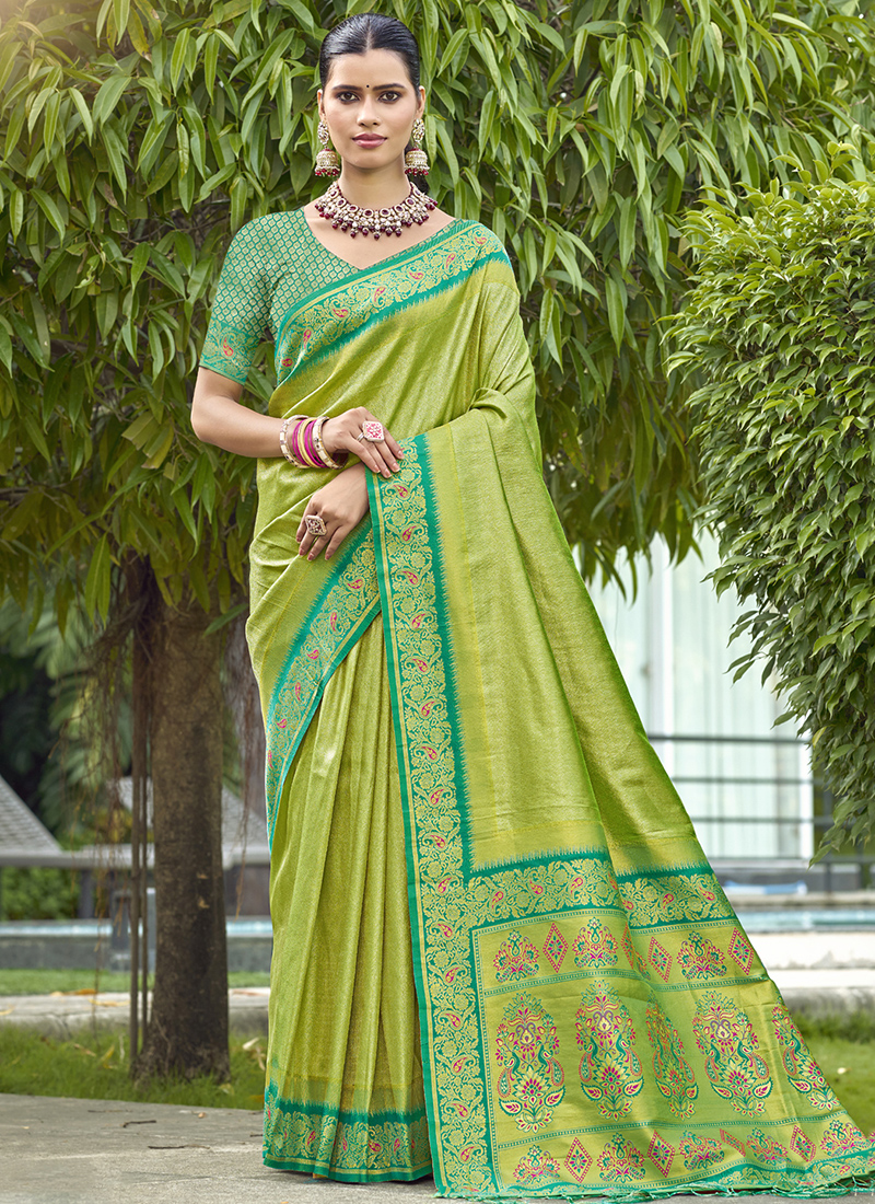 Sawari  Pattu Silk Designer Wedding Wear Saree Apple Green 1129 main image 0